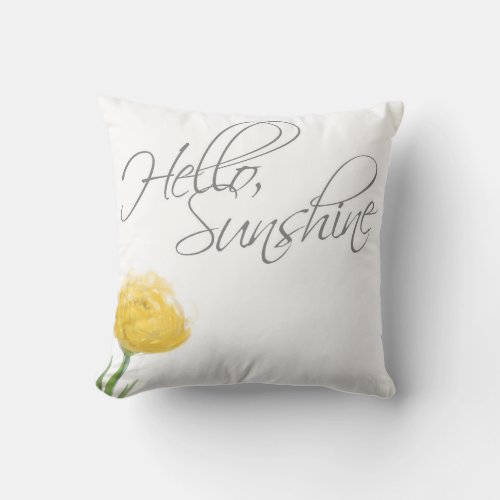 Hello Sunshine Yellow Flower Throw Pillow