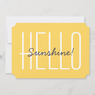 Hello Sunshine Yellow Happy Cute Typography Note Card