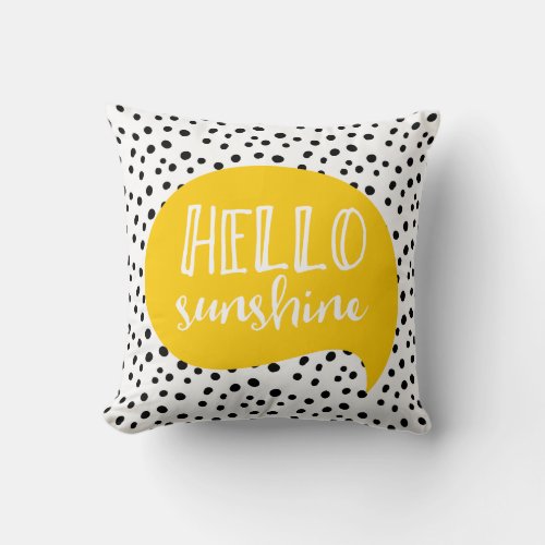 Hello Sunshine yellow polka dot spotty pillow