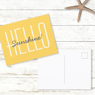 Hello Sunshine Yellow Quote Postcard