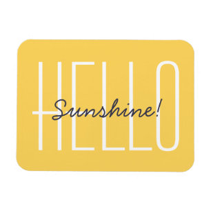Hello Sunshine Yellow Typography Quote Magnet