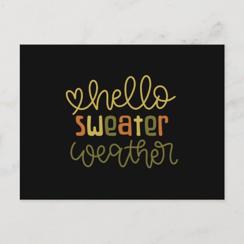 Hello sweater weather postcard