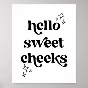 Hello Sweet Cheeks Retro Vintage Font Poster