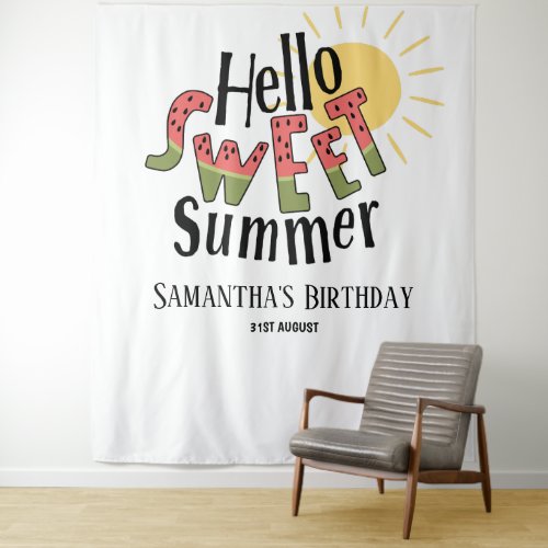 Hello Sweet Summer Pool Party Bday Backdrop
