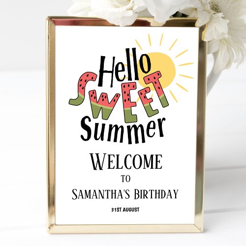 Hello Sweet Summer Pool Party Welcome Sign