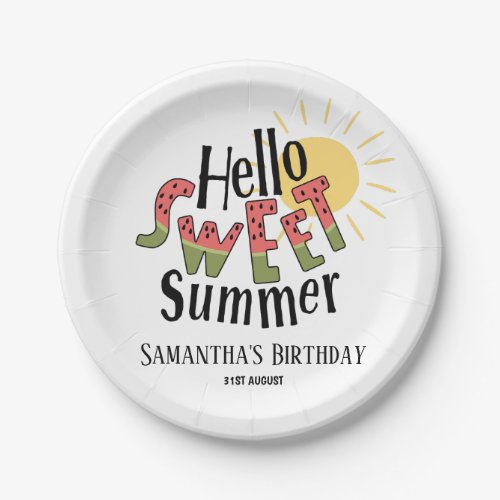 Hello Sweet Summer Watermelon Pool Party Bday Paper Plates