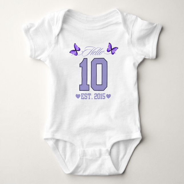 Hello Ten Digits Cute Coquette 10th Birthday Girl Baby Bodysuit (Front)