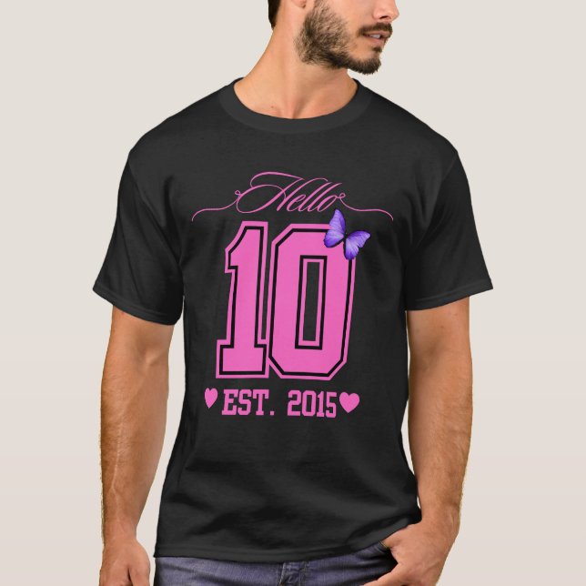 Hello Ten Digits Cute Coquette 10th Birthday Girl T-Shirt (Front)