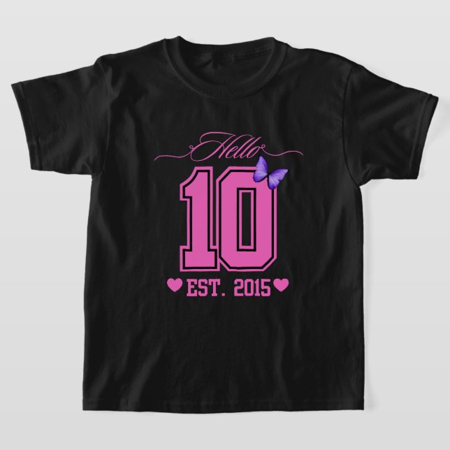 Hello Ten Digits Cute Coquette 10th Birthday Girl T-Shirt (Laydown)
