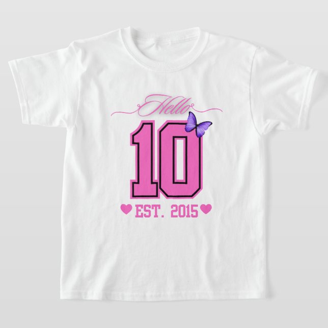 Hello Ten Digits Cute Coquette 10th Birthday Girl T-Shirt (Laydown)