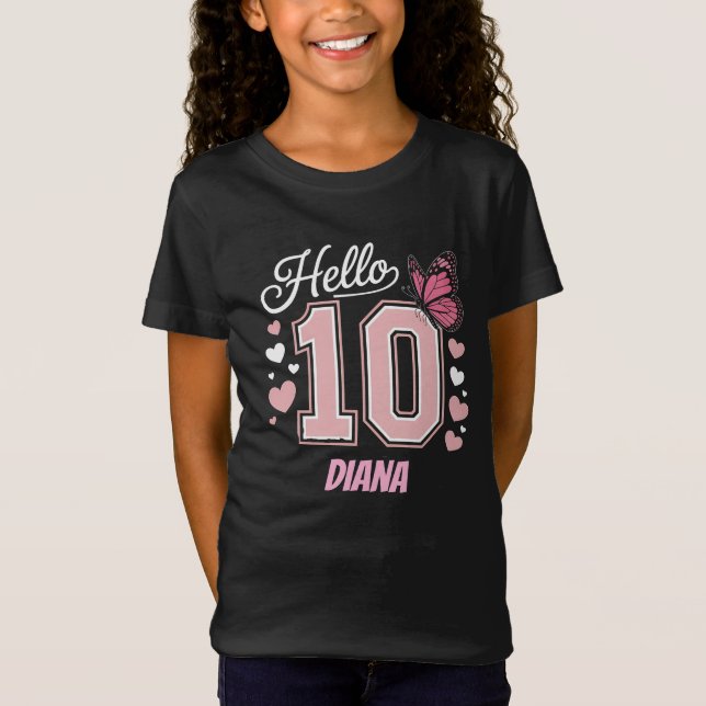 Hello Ten Double 10th Birthday Girl Personalized  T-Shirt (Front)