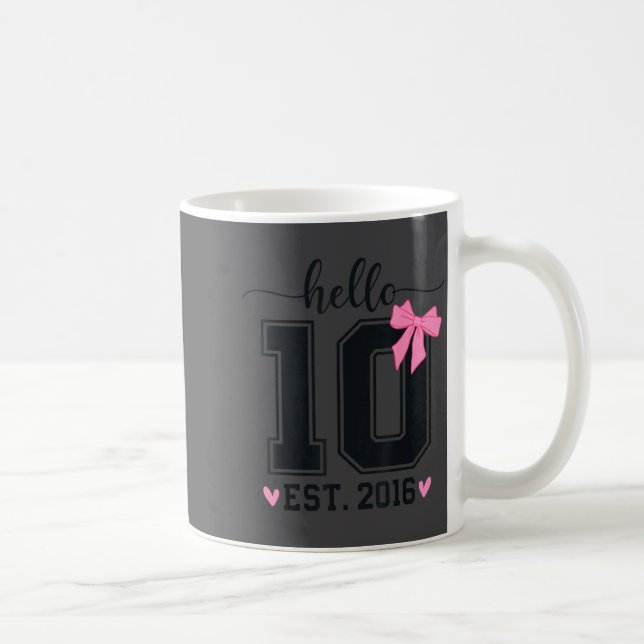 Hello Ten Est 2016 10th Birthday Coquette Bow 10 Y Coffee Mug (Right)