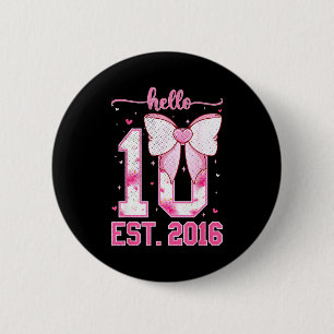 Hello ten est 2016 10th girl birthday coquette bow button