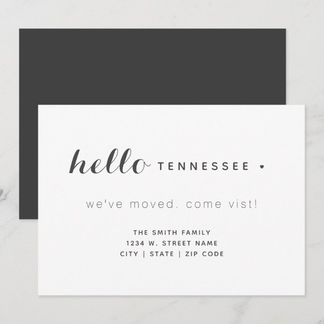 Hello Tennessee New Home We've Moved  Announcement (Front/Back)
