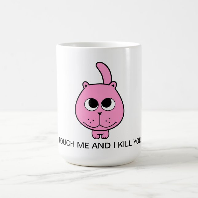 hello text pink little cat kitty smile cartoon coffee mug (Center)