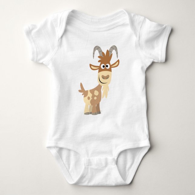 "Hello There!" Cute Cartoon Goat  Baby Apparel Baby Bodysuit (Front)