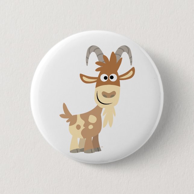 Hello There! Cute Cartoon Goat Button (Front)
