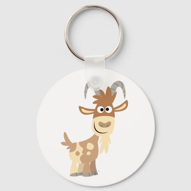 Hello There! Cute Cartoon Goat Keychain (Front)
