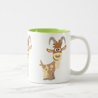 Hello There! Cute Cartoon Goat Two-Tone Coffee Mug