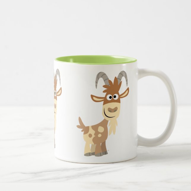 Hello There! Cute Cartoon Goat Two-Tone Coffee Mug (Right)