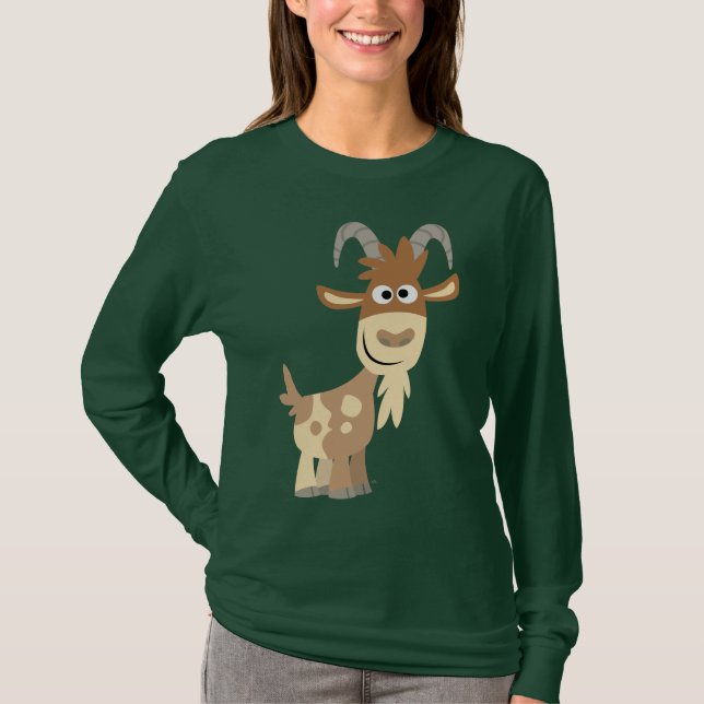 "Hello There!" Cute Cartoon Goat  Women T-Shirt (Front)