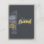 Hello There Friend Across the Miles Yellow Text Postcard