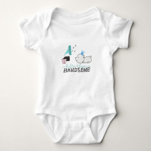 Hello There Handsome Baby Jersey Bodysuit 0_24 M