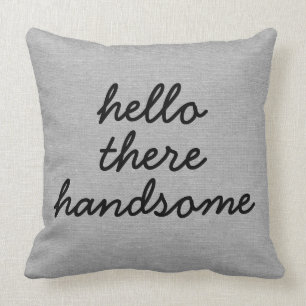 Hello there handsome rustic chic burlap linen jut throw pillow