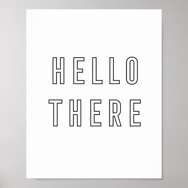 Hello There Minimalist Outline Lettering Poster (Front)