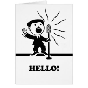 Hello Thinking of You Vintage Announcer at Mic Cards