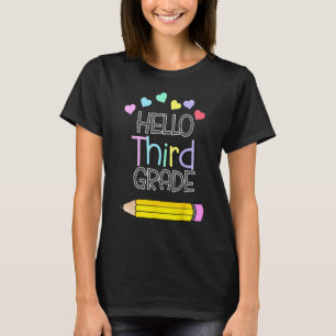 Hello Third 3rd Grade Pencil Back To School Teache T-Shirt