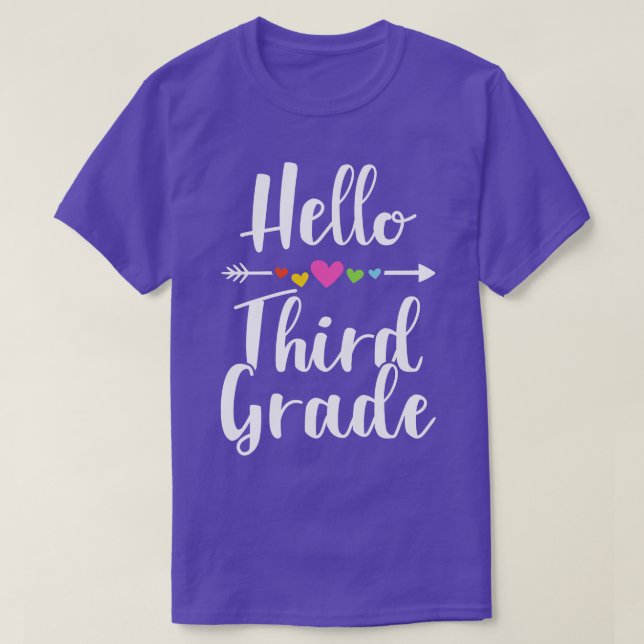 Hello third grade 3rd back school teacher kids T-Shirt (Design Front)