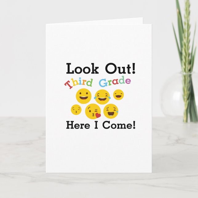 Hello Third Grade  3rd Emoji Funny Gifts Card (Front)