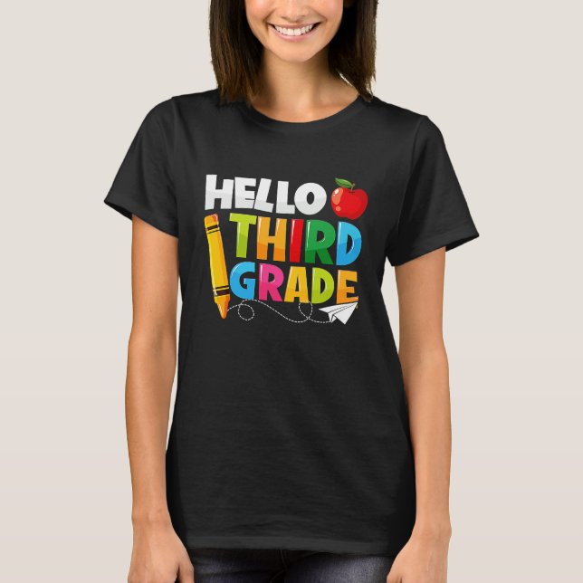 Hello Third Grade  3rd Grade Back To School Kids T-Shirt (Front)
