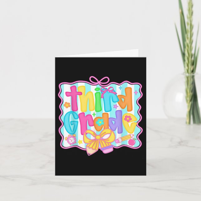 Hello Third Grade 3rd Grade Team Back To School Te Card (Front)