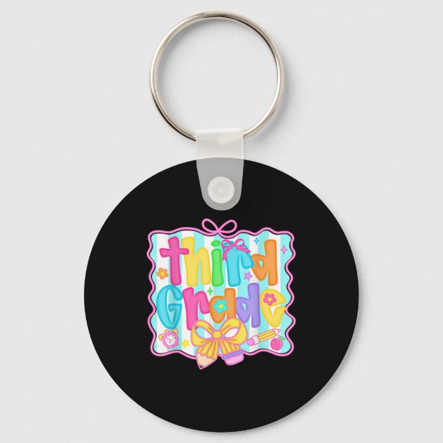 Hello Third Grade 3rd Grade Team Back To School Te Keychain (Front)