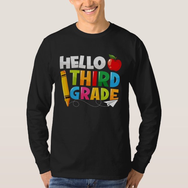 Hello Third Grade Back To School 3rd Grade Boys Gi T-Shirt (Front)