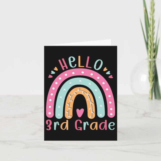 Hello Third Grade Back To School 3rd Grade Teacher Card (Front)