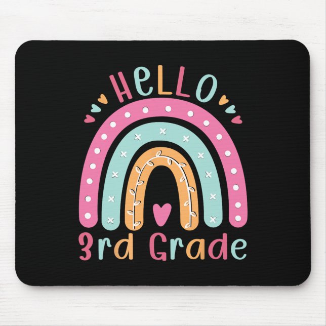 Hello Third Grade Back To School 3rd Grade Teacher Mouse Pad (Front)
