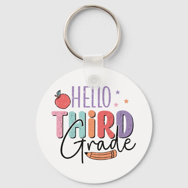 Hello Third Grade Back to School Keychain (Front)