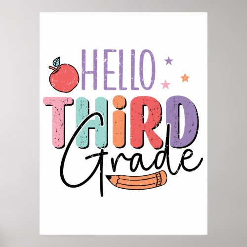 Hello Third Grade Back to School Poster