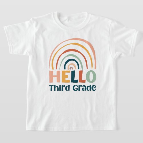 Hello Third Grade boho rainbow school colorful T_Shirt