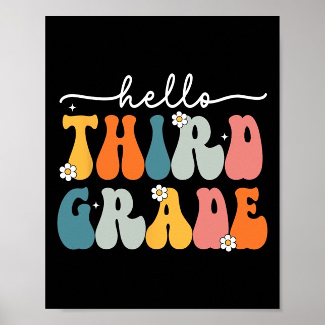 Hello Third Grade Byck To School 3rd Grade Teacher Poster (Front)