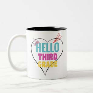 Hello Third Grade  Colorful design for third-grade Two-Tone Coffee Mug