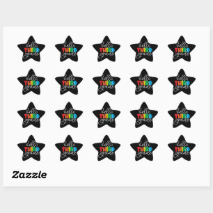 Hello Third Grade – Cute Colorful Back to School Star Sticker