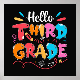 Hello Third Grade Doodle Poster