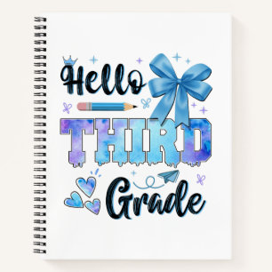 Hello Third Grade First Day of School Coquette  Notebook