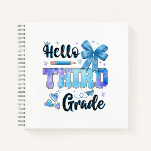 Hello Third Grade First Day of School Coquette  Notebook