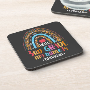 Hello Third Grade My Name is...Back to School Gift Beverage Coaster