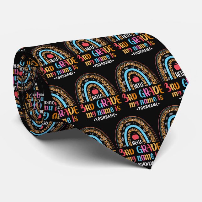 Hello Third Grade My Name is...Back to School Gift Neck Tie (Rolled)